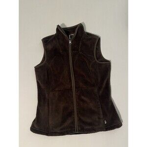 The North Face Full Zip Fuzzy Plush Fleece Vest Women's Medium Brown Pockets
